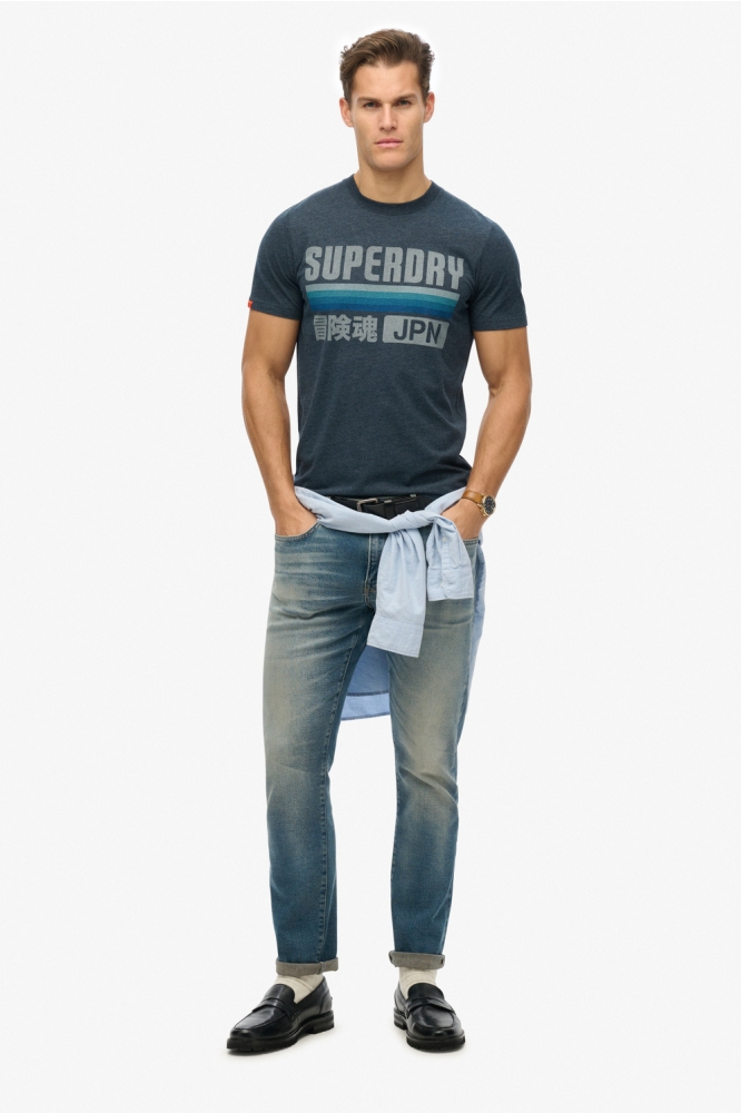 JAPAN STRIPE RELAXED TEE M1012174A ECLIPSE NAVY MARL